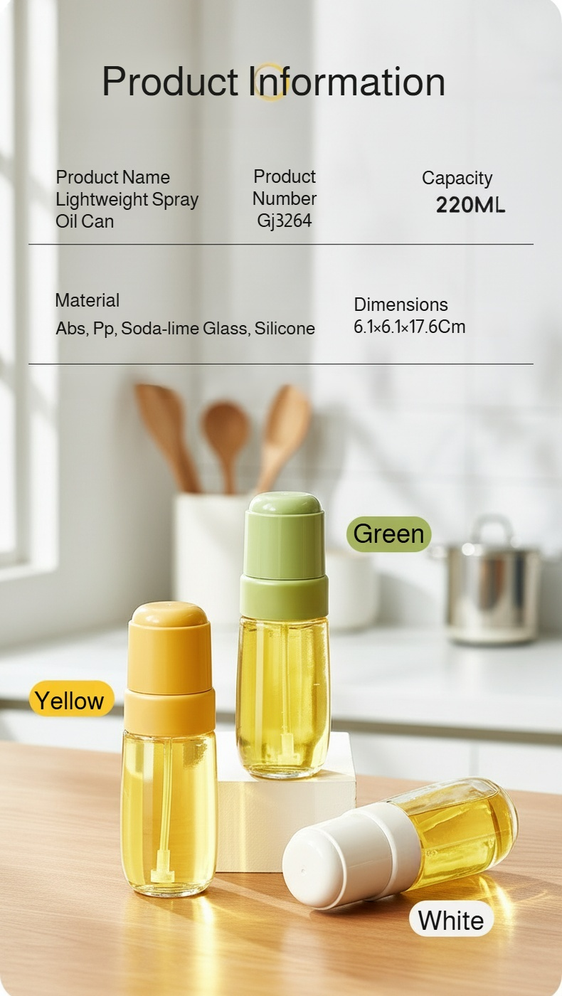 Sleek kitchen oil dispenser with mist-proof design