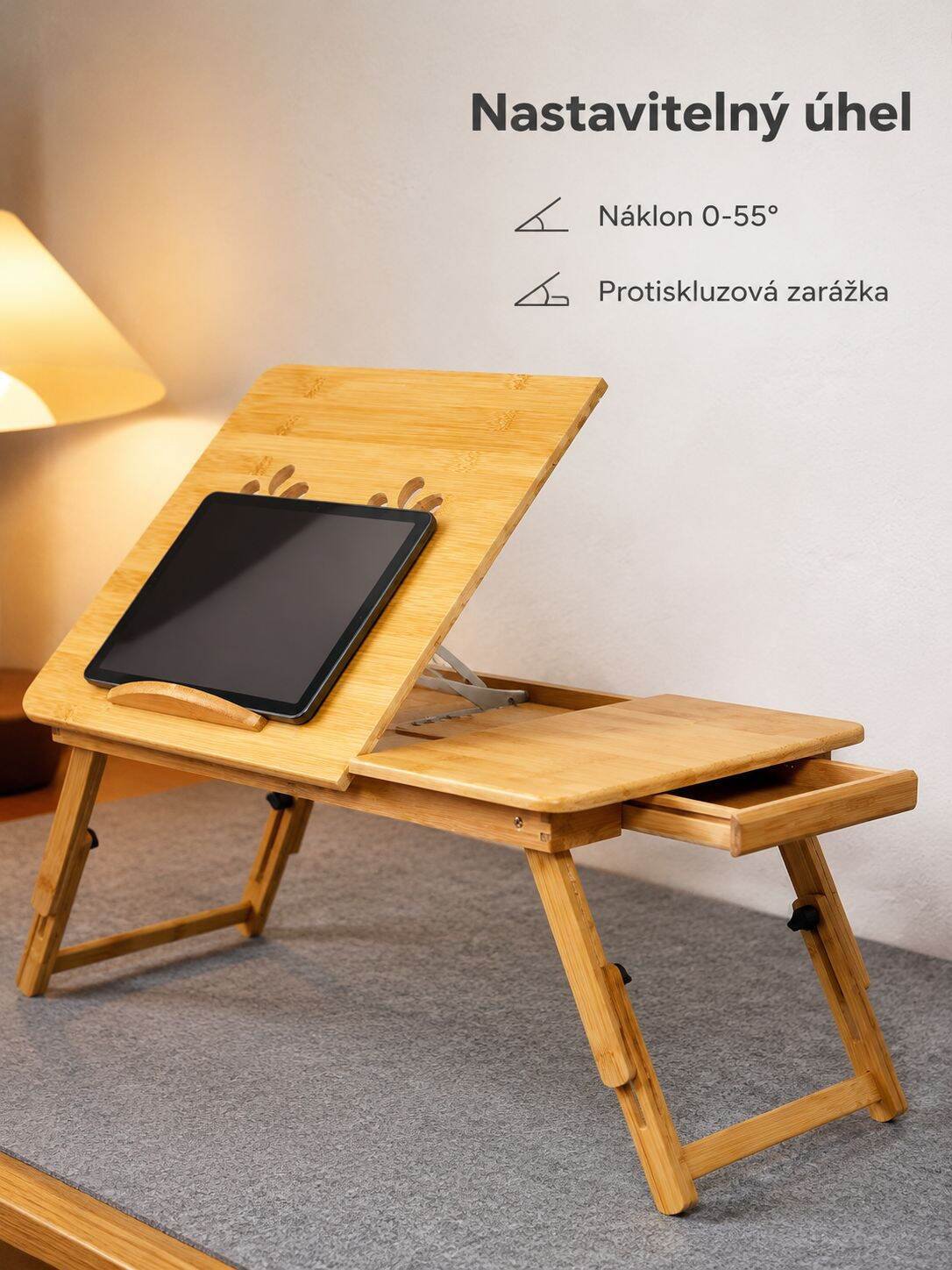 Skládací přenosný stolek na notebook do postele pro lenochy