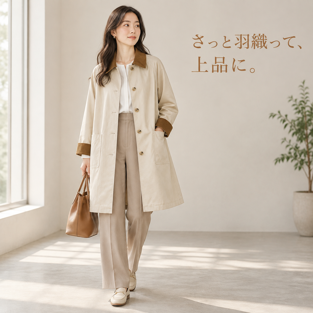 春秋新作 日本風レディースカーキトレンチコート