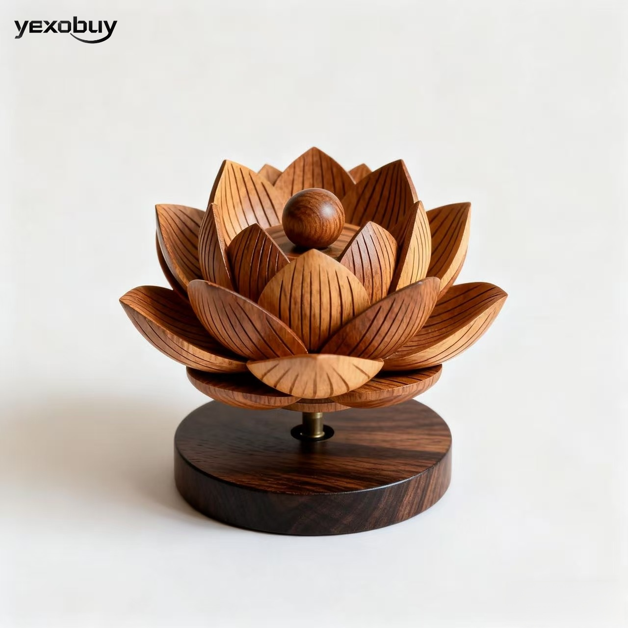 나무 연꽃 장식 2개 세트 전체 모습