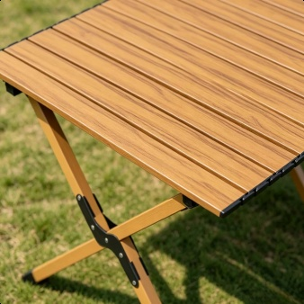 Compact roll table and moon chair set for travel