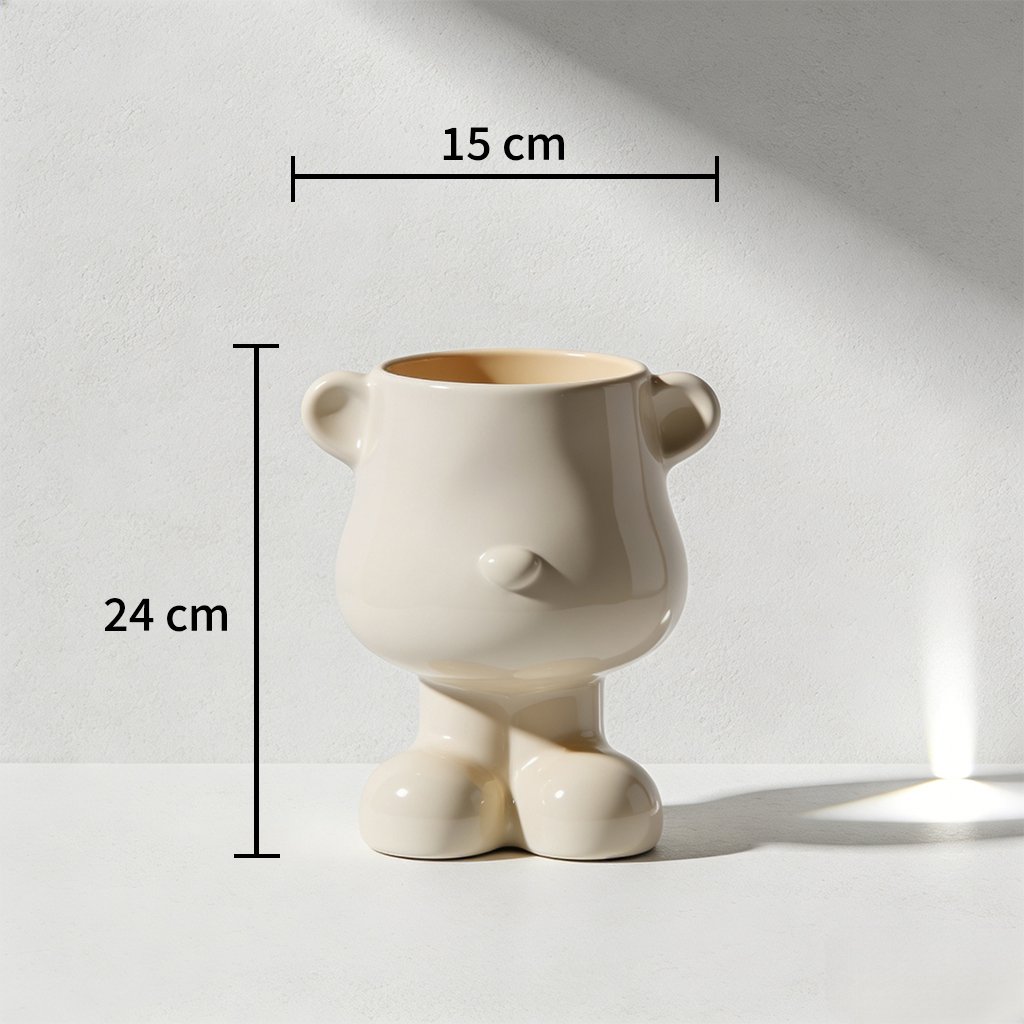 Kézzel festett állatfigurás bögre oldalnézetből