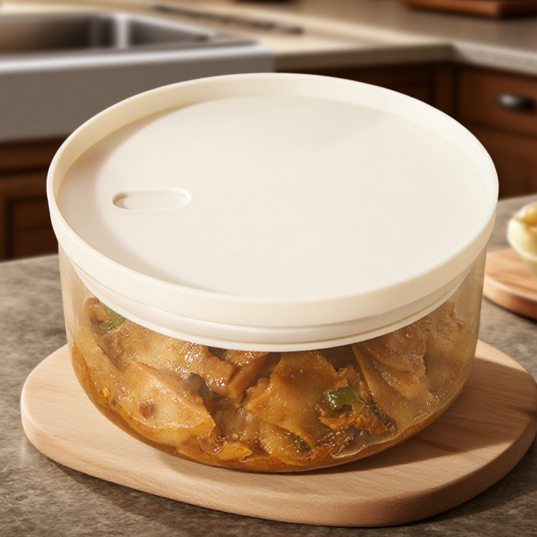 Stapelbare runde Glas Essen Box für platzsparende Lagerung