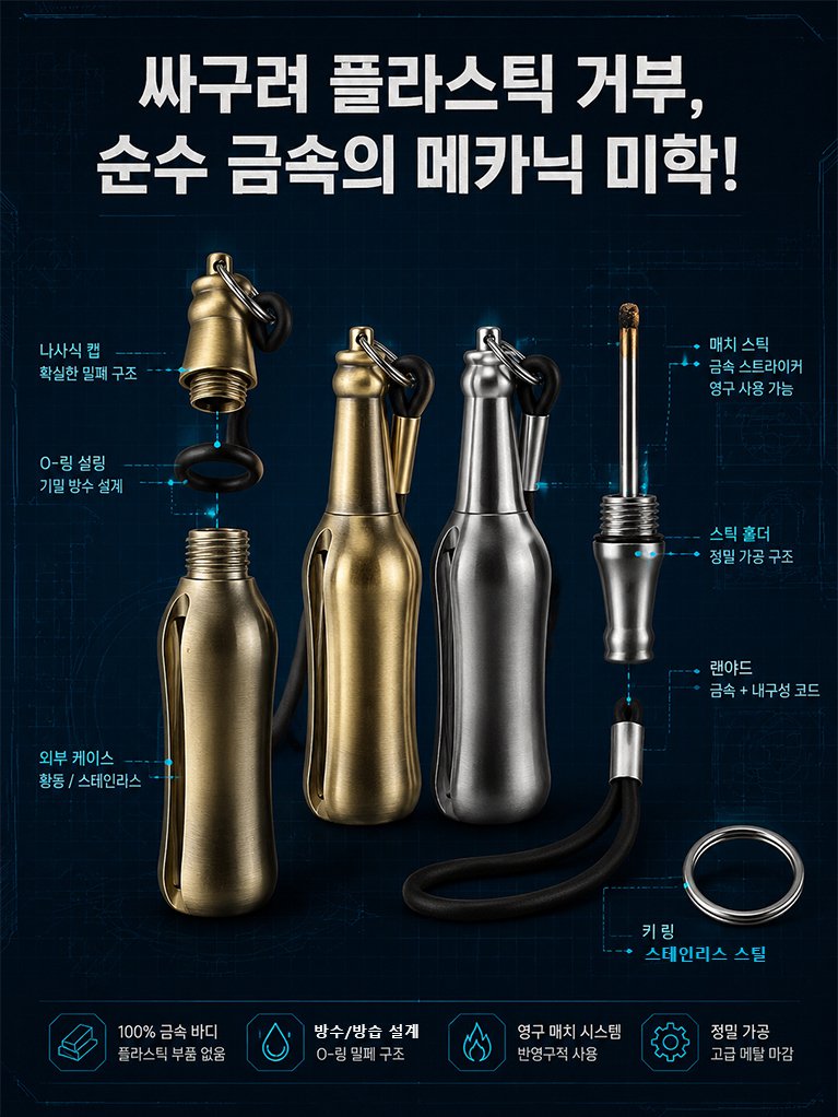 야외 비상시 유용한 메탈 방수 성냥 세트
