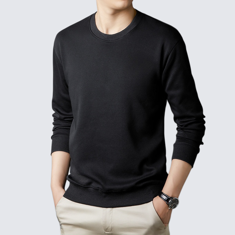 男士休閒圓領加絨長袖T恤