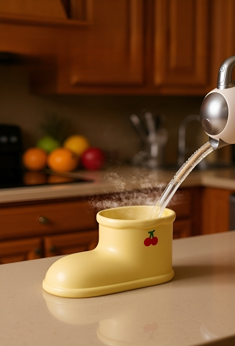 Uso de zapatos de baño con control de temperatura en casa
