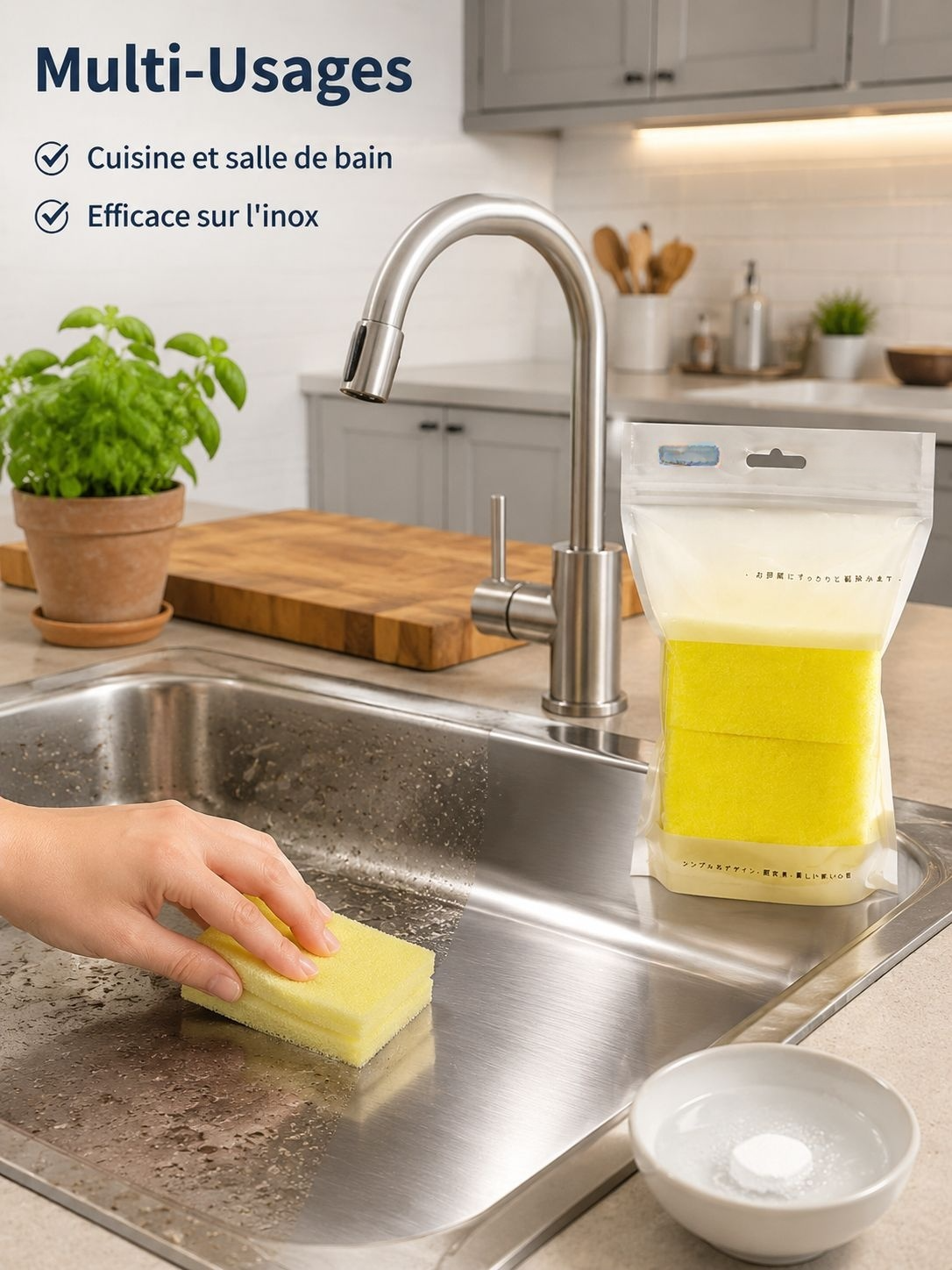 Tablettes de nettoyage multifonctions à l'acide citrique, tampons de récurage pour salle de bain