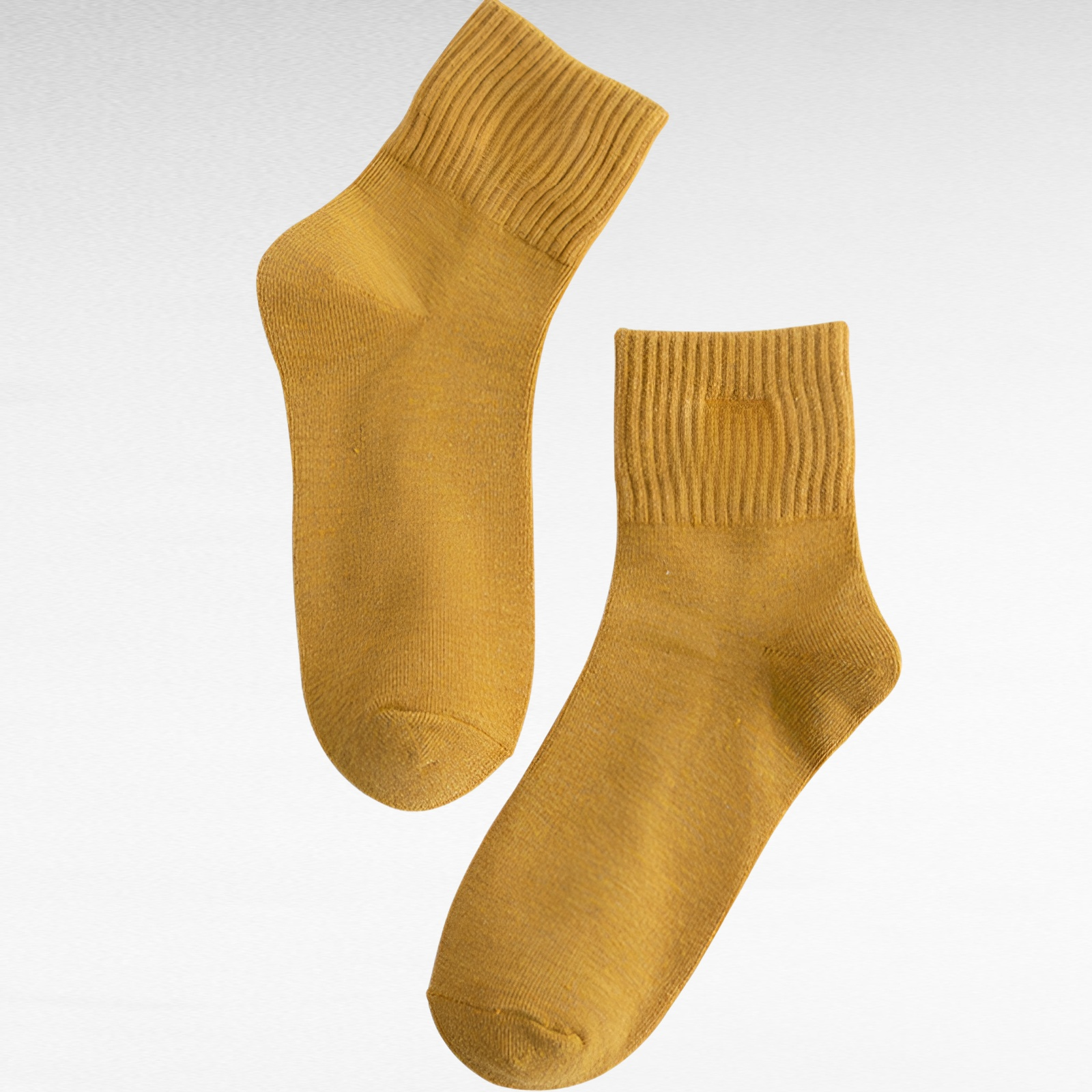 秋用レディースミドル丈ソックス・純色・スマイル刺繍・吸汗防臭