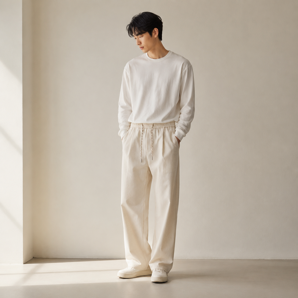 신상 남성 린넨 와이드 팬츠 캐주얼 스타일