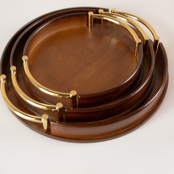  Bandeja de té redonda minimalista con asa 