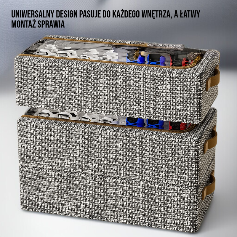 Widoczne podłoże łóżka z pudełkiem na buty