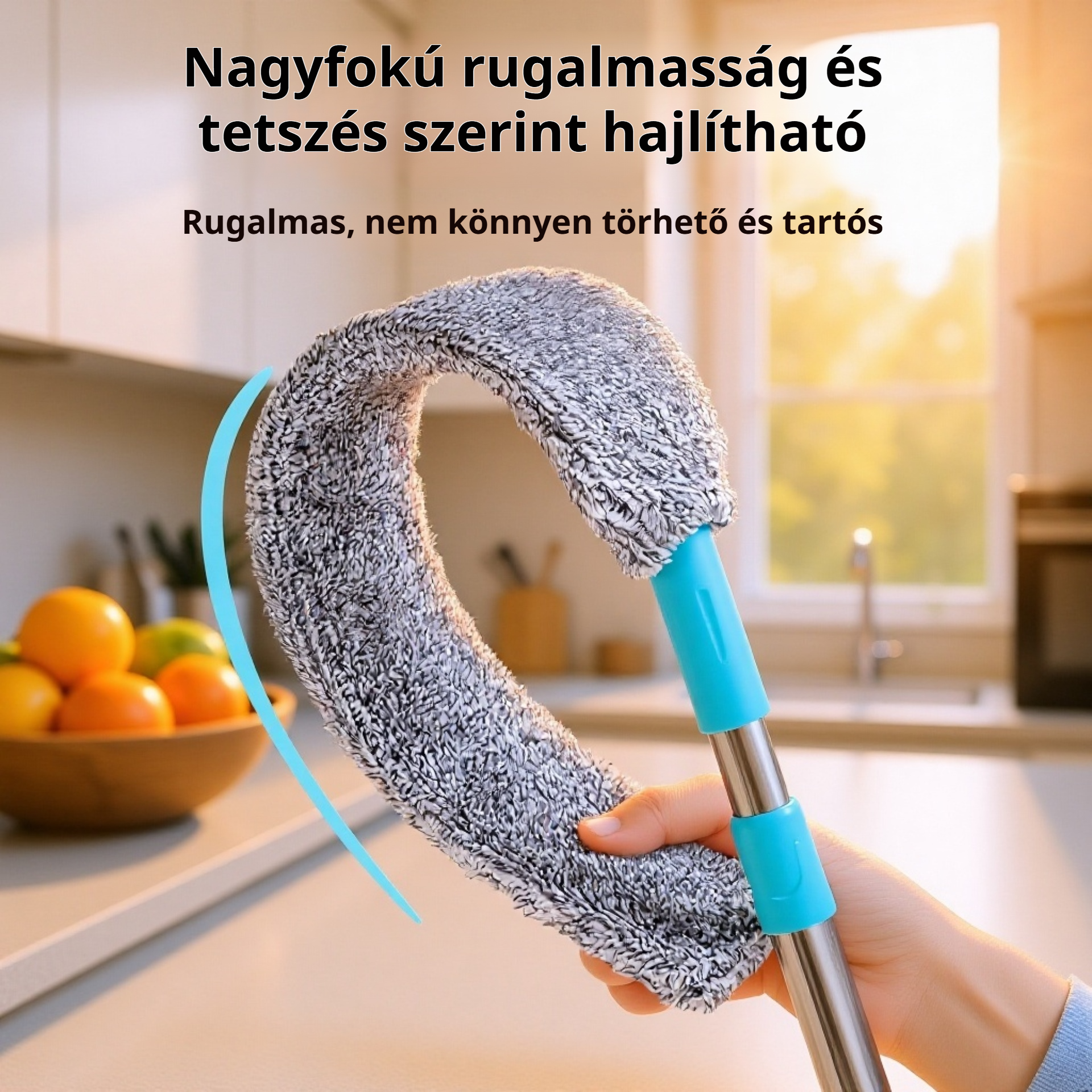 Állítható hosszúságú tisztító portörlő háztartási használatra