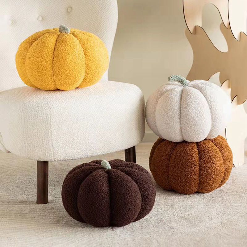 Almohada cojín de peluche en forma de calabaza para decoración del hogar