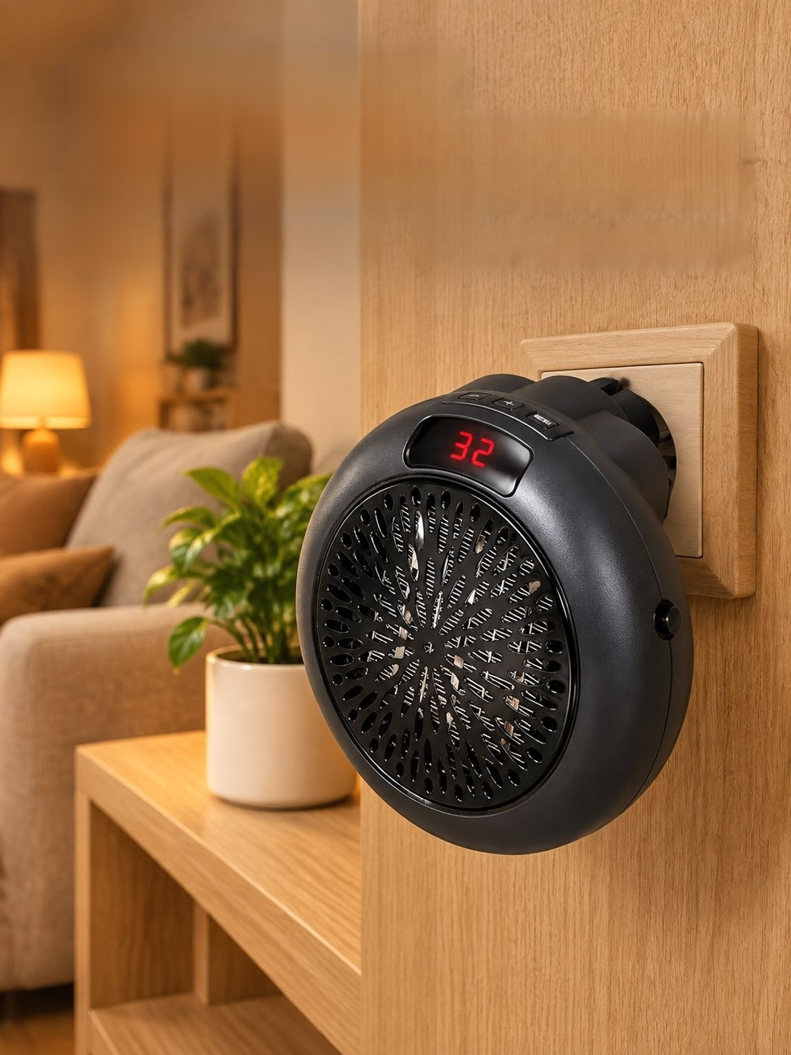 Mini-Heizung Home-Office-Schreibtisch kleine wandmontierte runde tragbare Elektroheizung mit doppelt