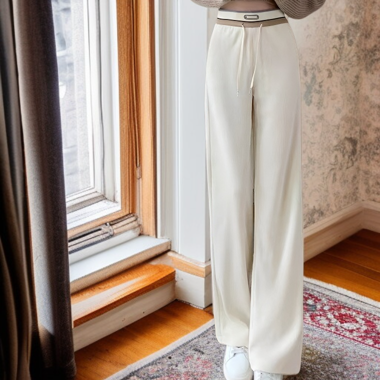 여성 봄 하이웨스트 캐주얼 번아웃 스트레이트 조거 팬츠