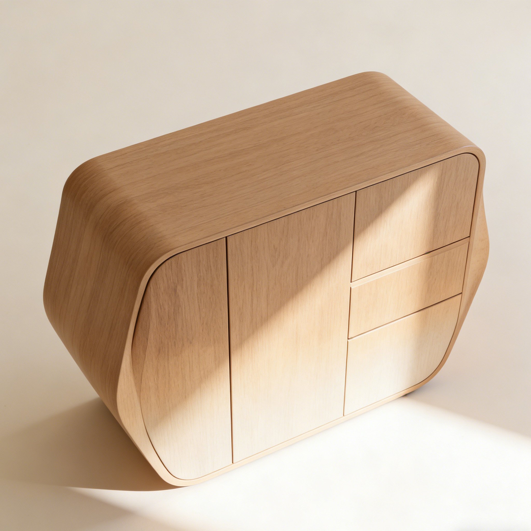 デスク用天然木収納ボックスの正面写真