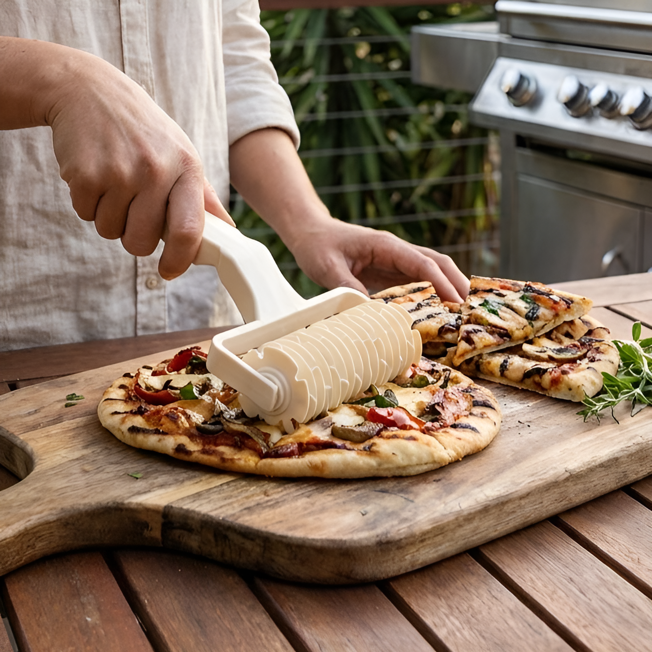 Gleichmäßige Netze mit dem Küchenpizza-Netzrollenschneider schneiden