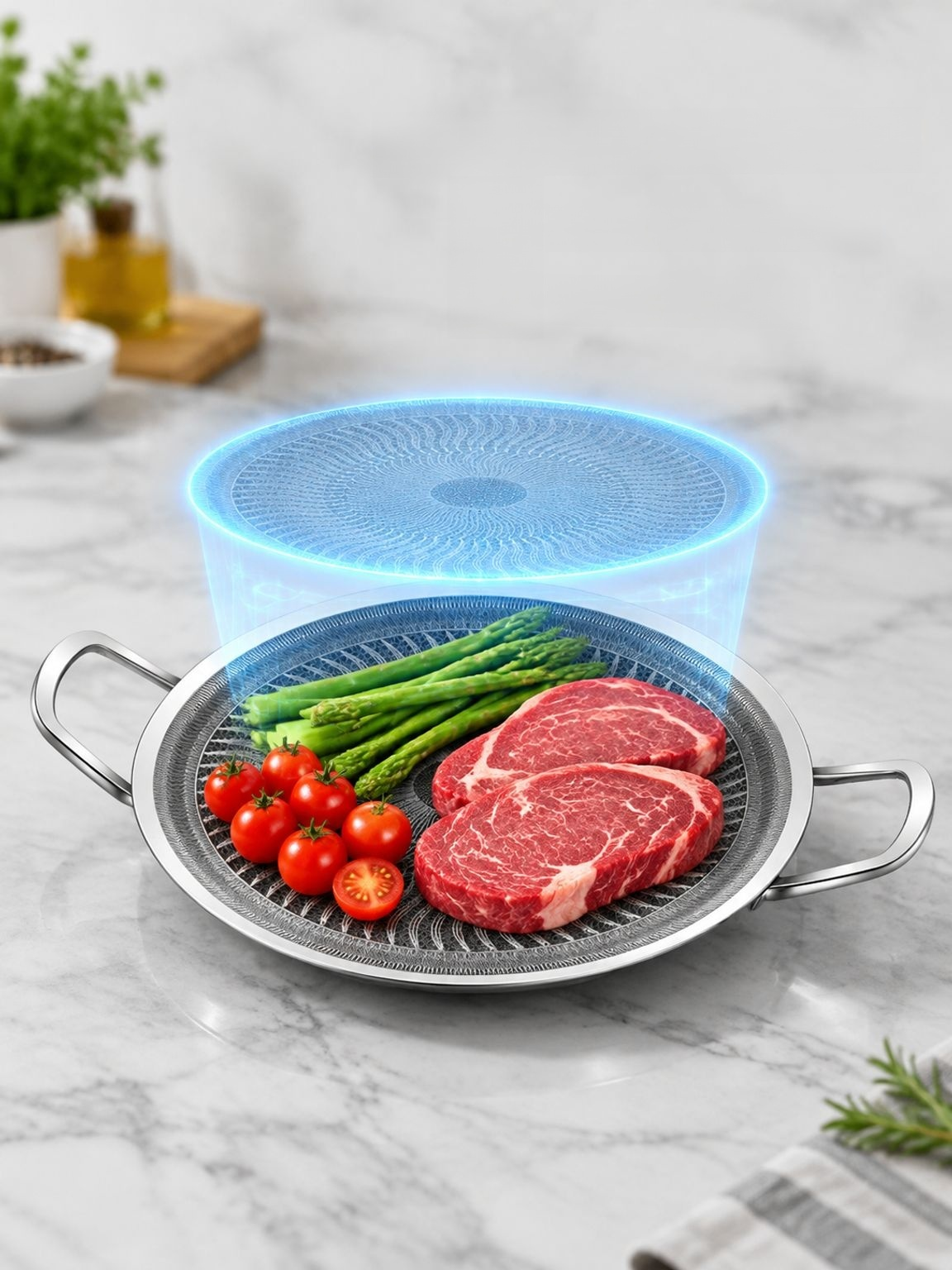 Sartén universal compatible con cocina de inducción