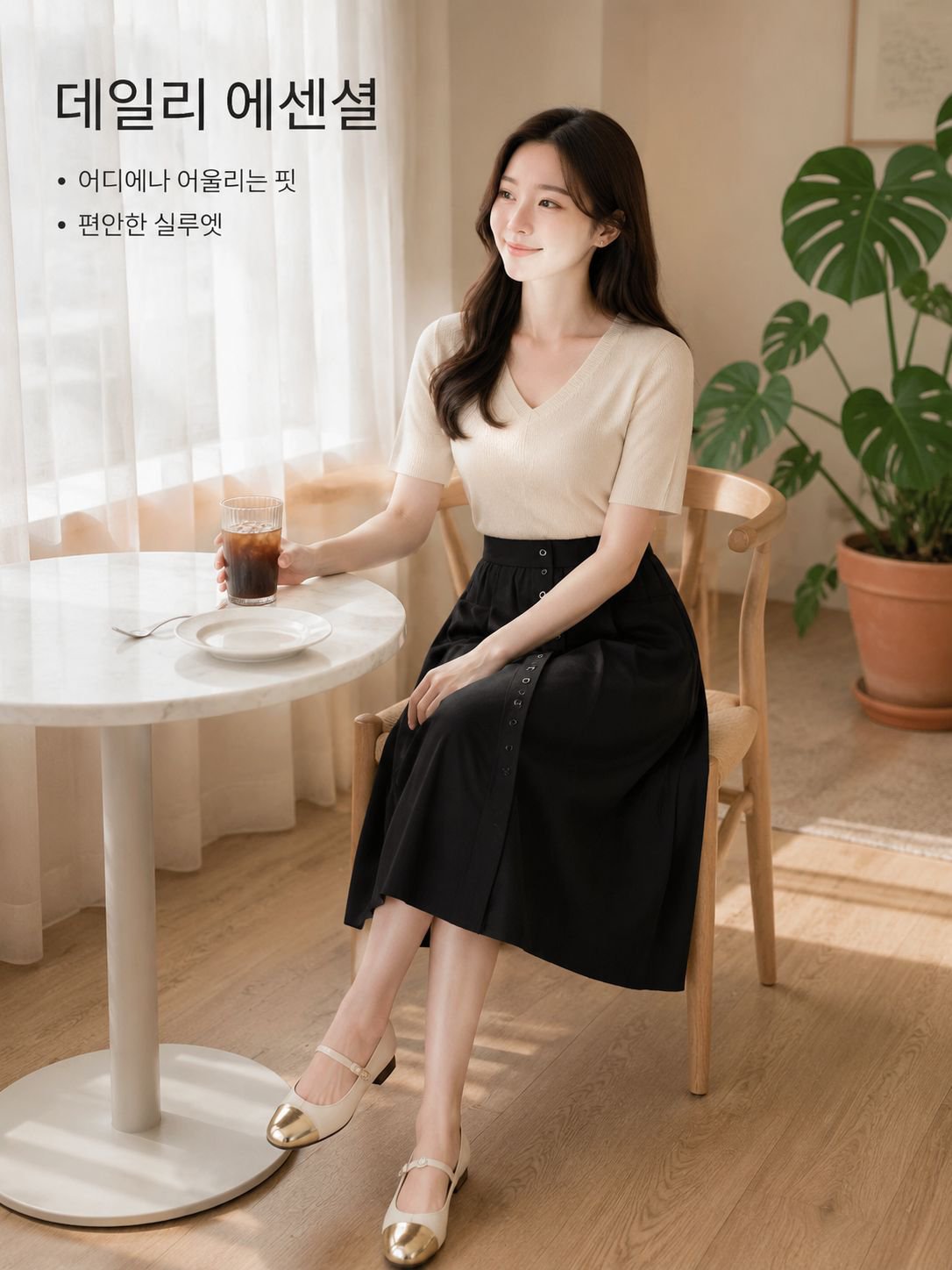 아이스 실크 루즈핏 슬림 포켓 통기성 캐주얼 A라인 스커트