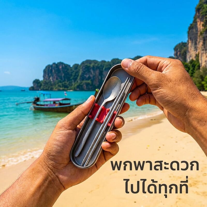 กล่องเก็บตะเกียบไทเทเนียมแท้แบบพกพา