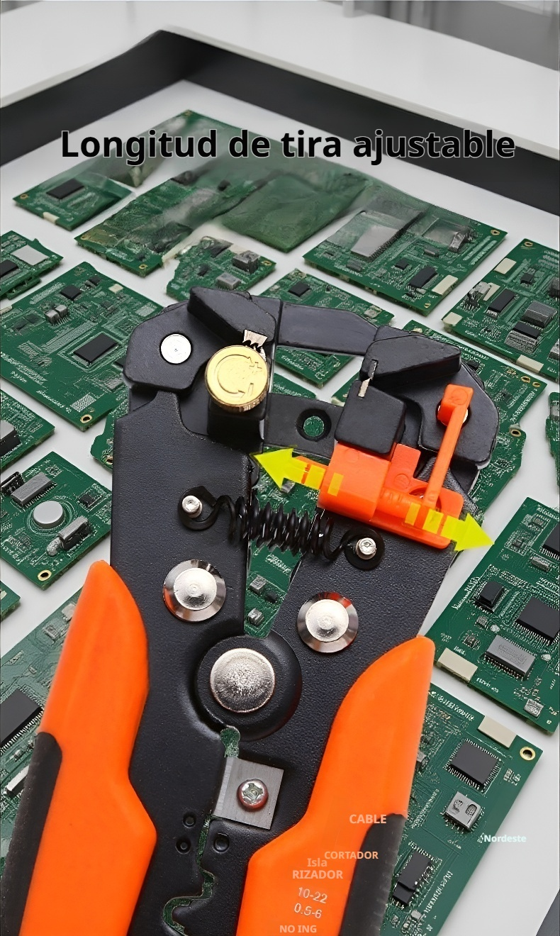Detalle de la función de pelado de cables con alicates multifuncionales