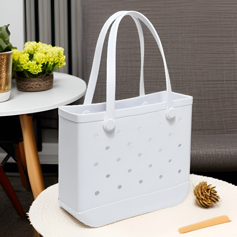 트렌디 중공 디자인 방수 고무 비치백 여행 수영 토트백