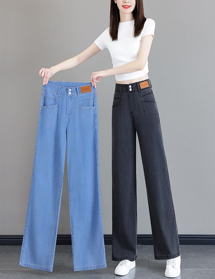 여성용 텐셀 일자 청바지 여름 신상 착용컷