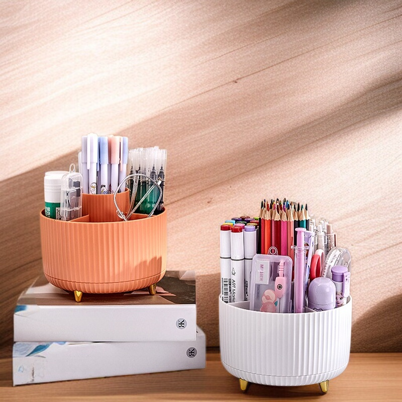 회전 테이블 브러쉬 수납통 립스틱 아이섀도우 펜슬 수납 케이스 화장대 방진 수납통