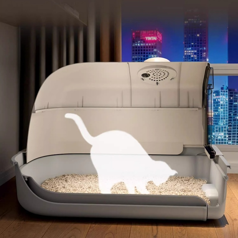 Arenero para gatos completamente cerrado y extra grande, antiolor