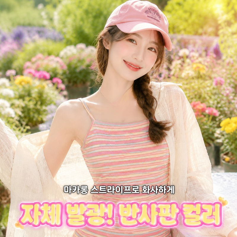 레인보우 여아 끈 나시 원피스