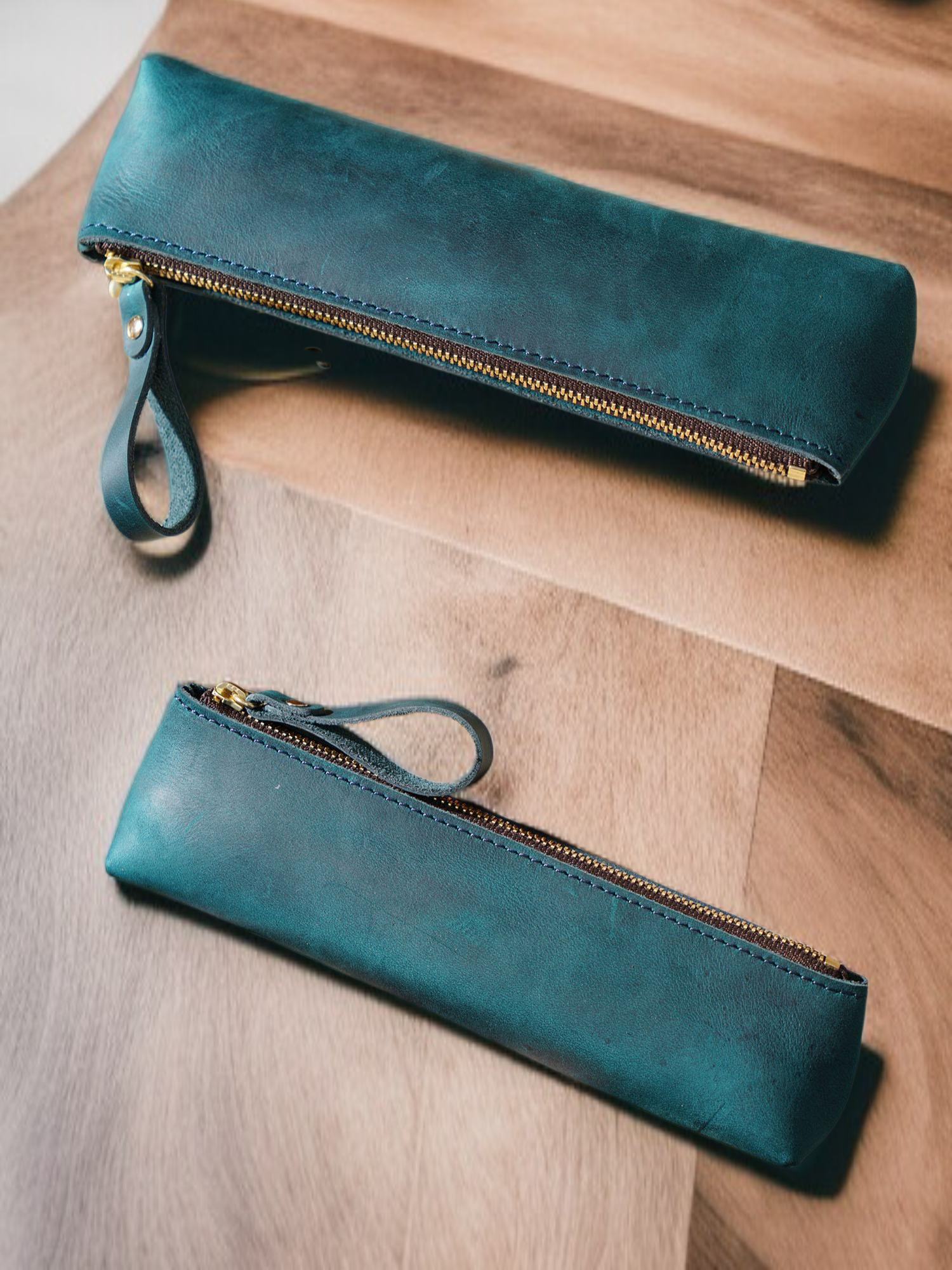 Crazy horse leather pencil case for artists and students