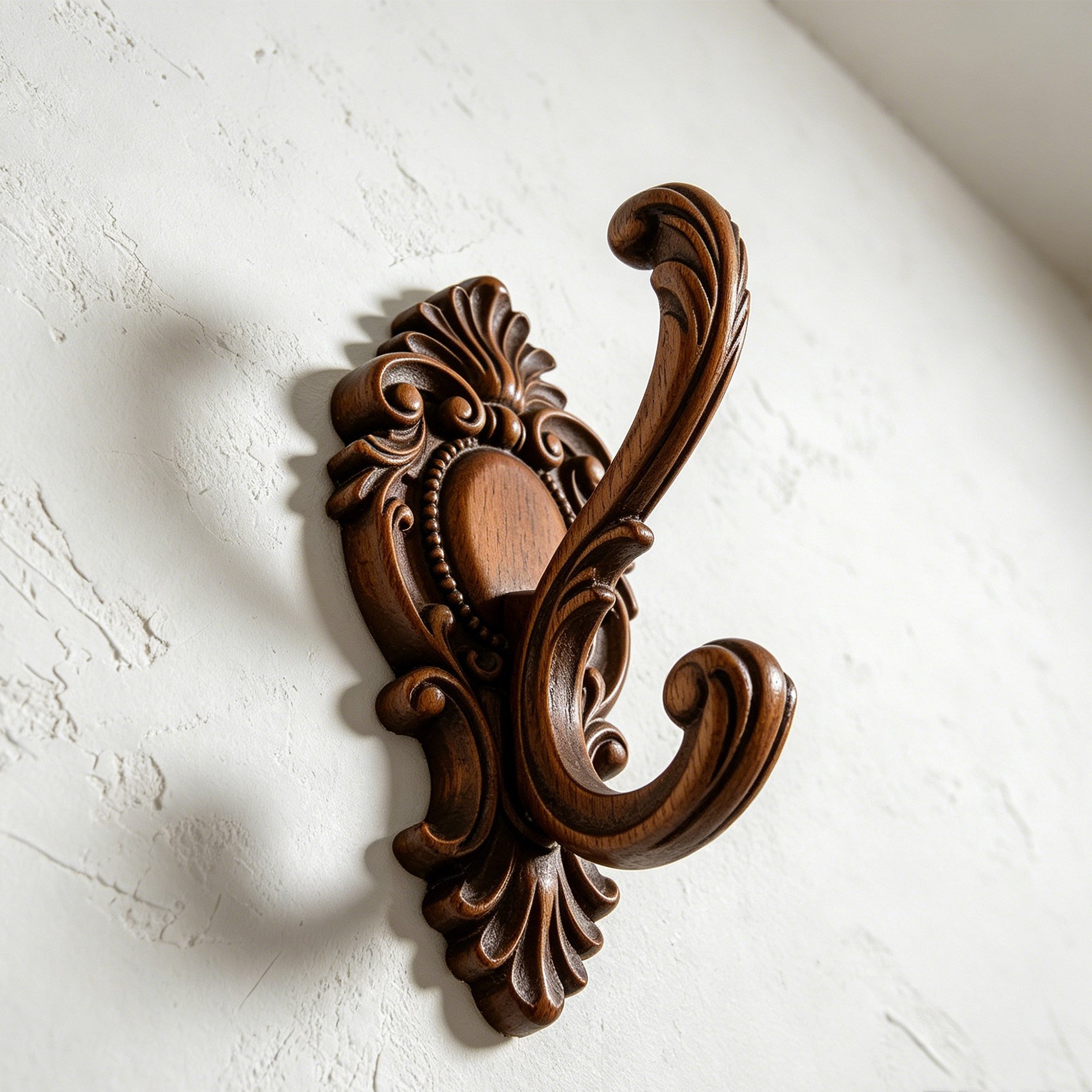 Solid Wood Carved Hook Rack (Set of 10)