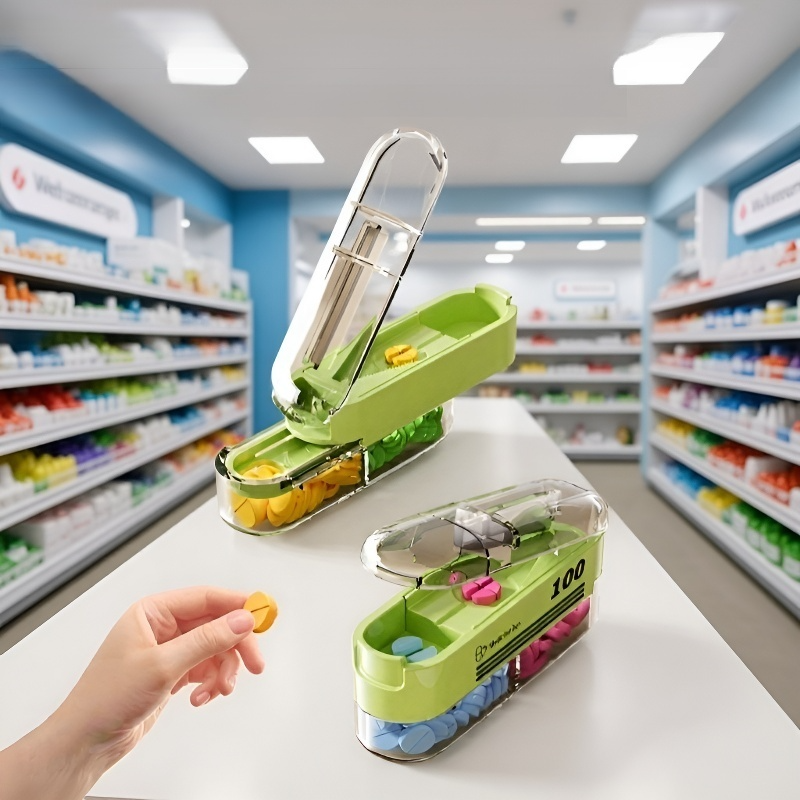 Pastillero portátil con cortador y cierre hermético