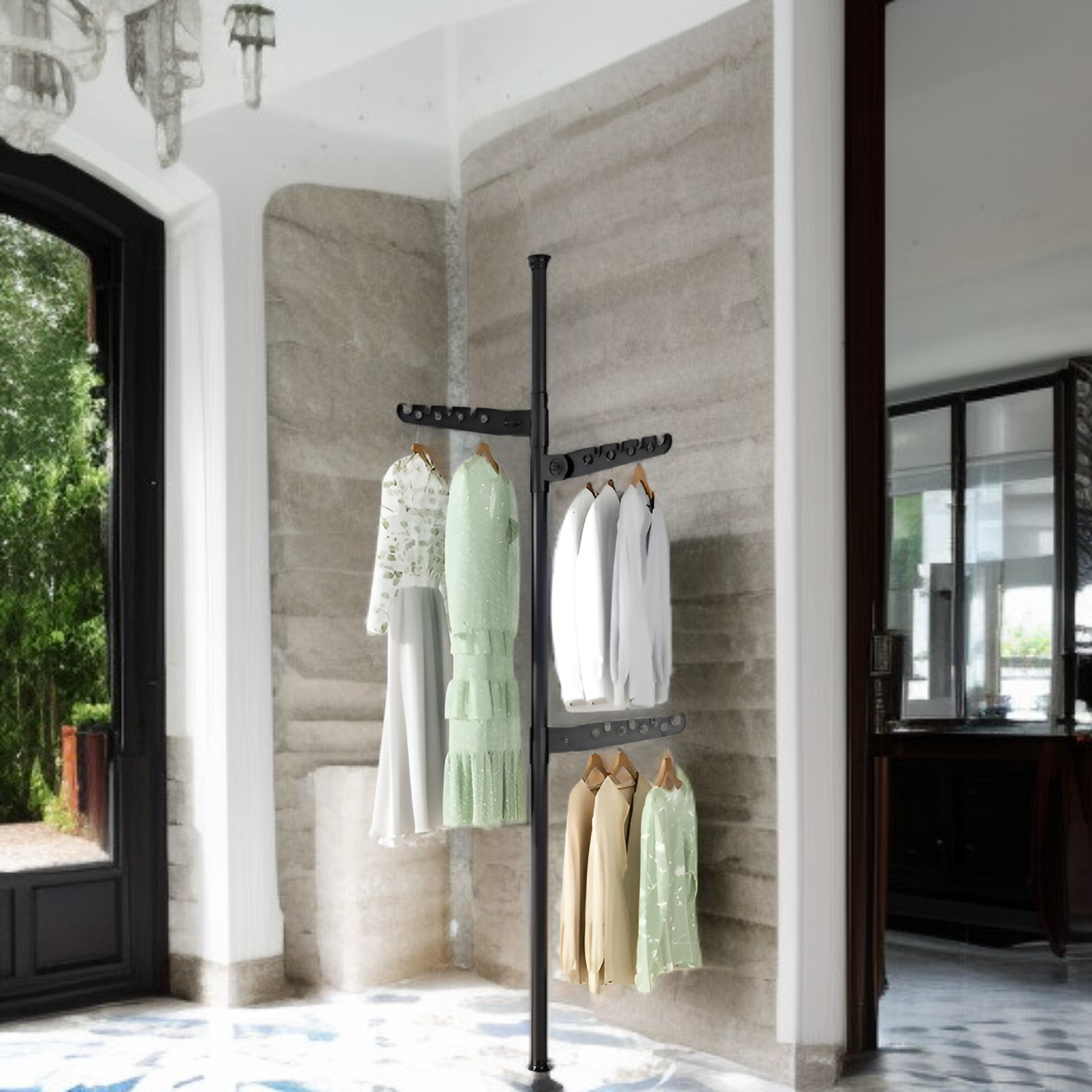 床から天井までの洋服ラック