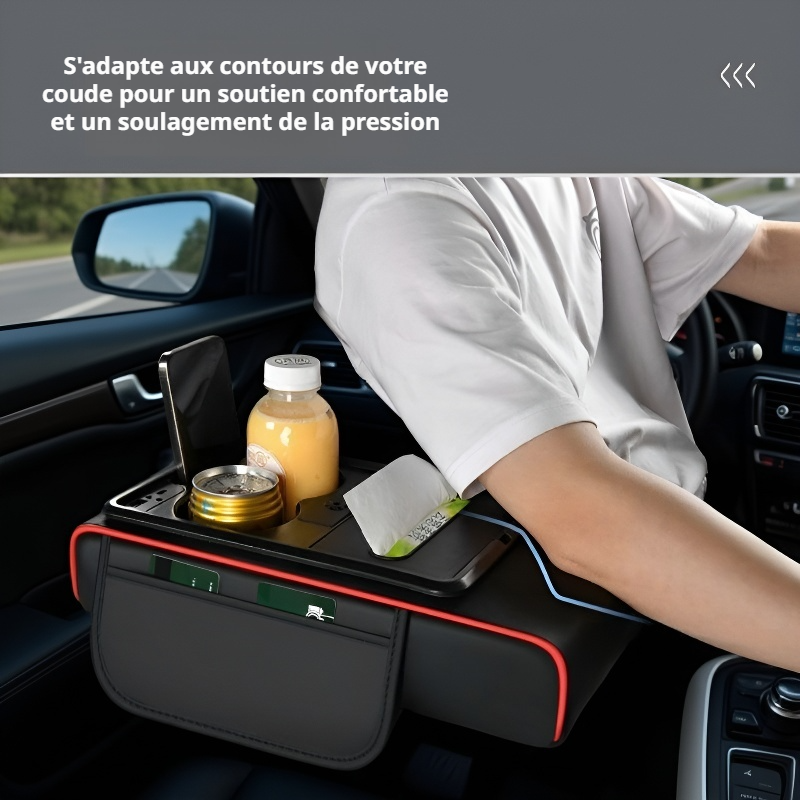 Boîte d'accoudoir rechargeable 8-en-1 avec diffuseur de parfum