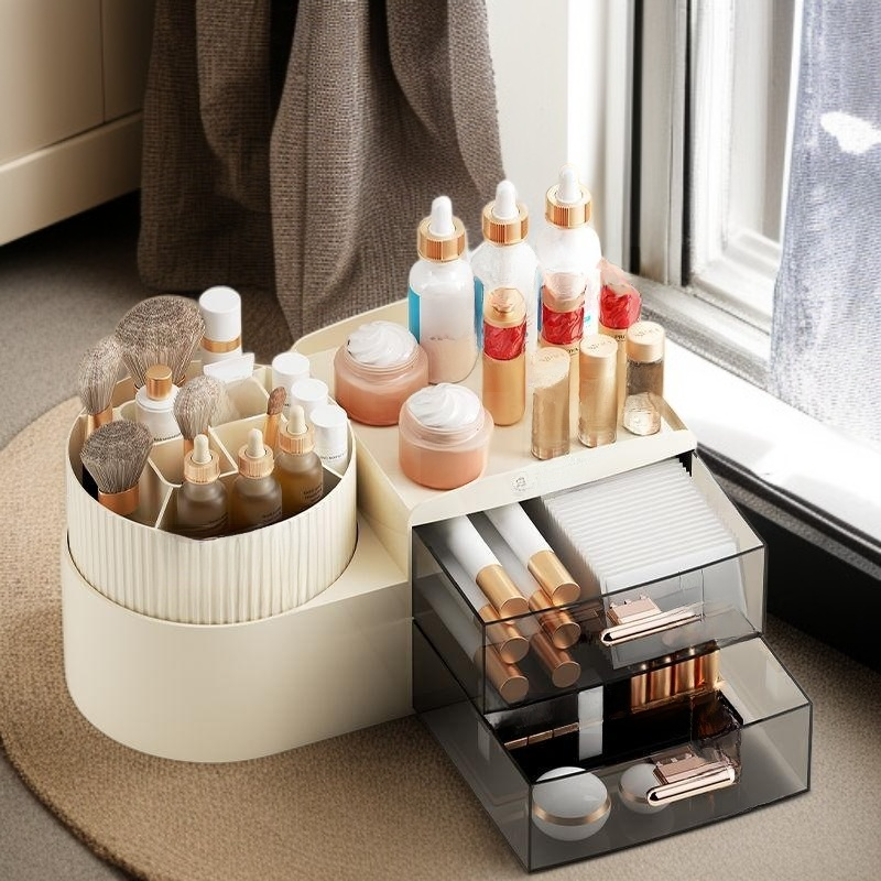 High-end 360 Degrees Rotatable Cosmetics Storage Box, Desktop Eyebrow Pencil Brush Organizer