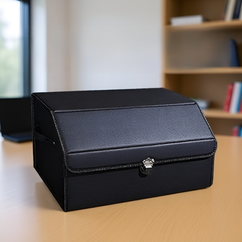 صندوق تخزين متعدد الوظائف بسعة كبيرة للسيارة، قابل للطي من الجلد لتنظيم وتخزين الأغراض في صندوق