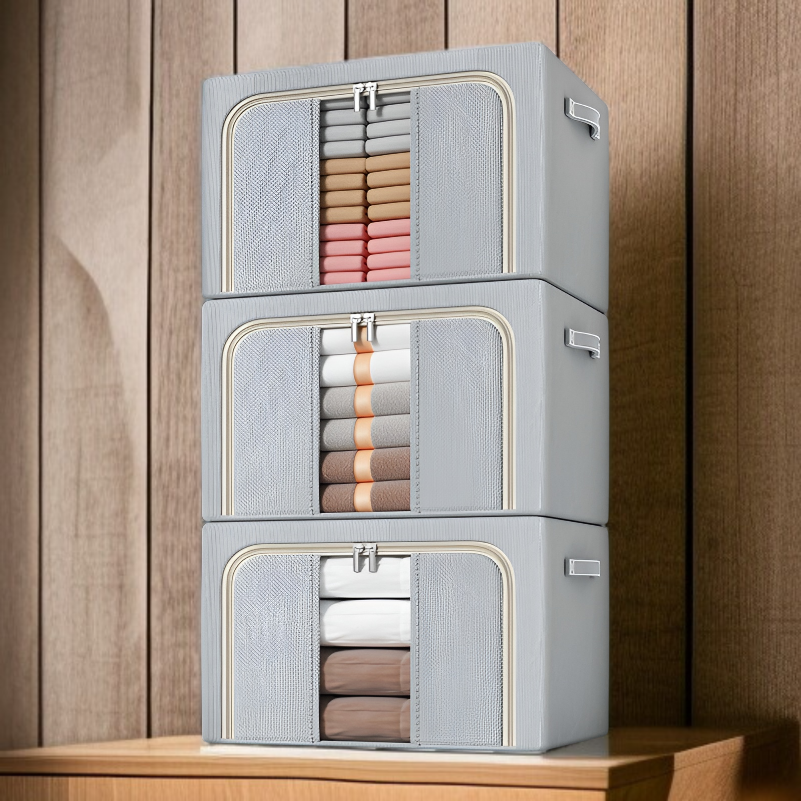 収納ボックス 家庭用ワードローブ 衣類収納ボックス オックスフォード布 衣類折りたたみ収納バッグ 大容量 キルト収納キャビネット