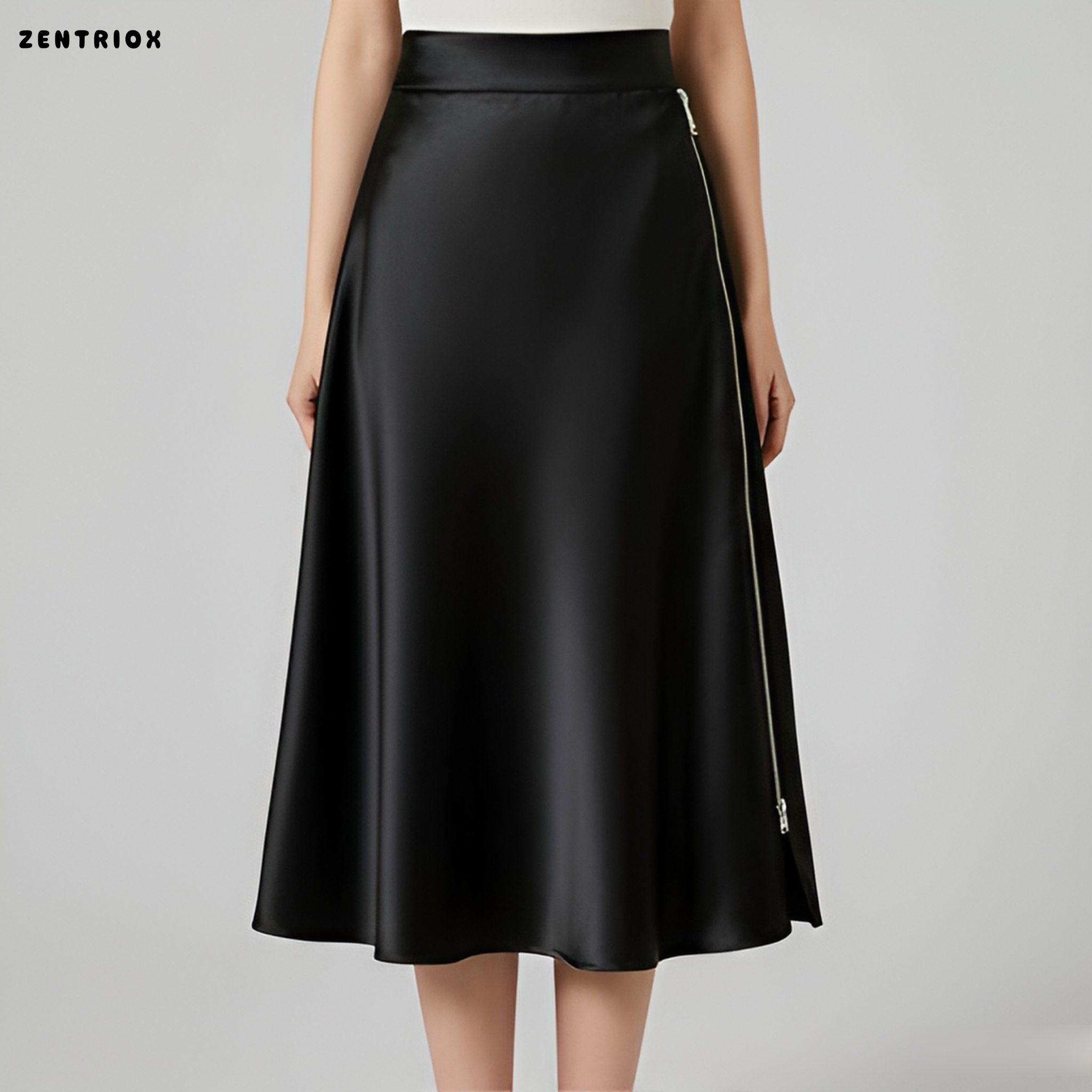 레이지 드레이프 하이웨이스트 A라인 신축성 있는 기질 롱 스커트