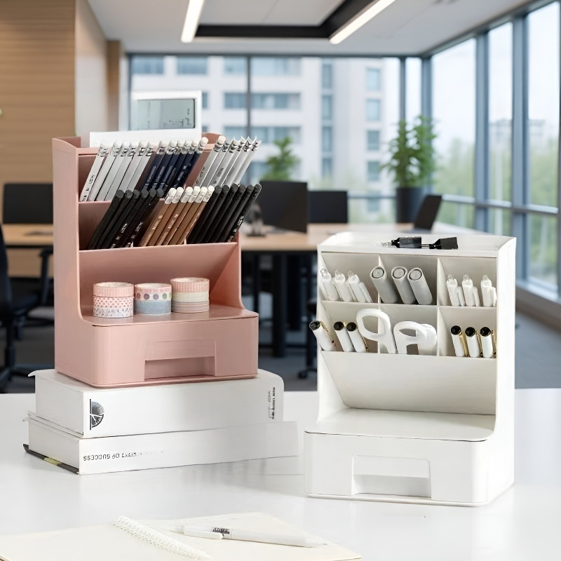 Organizador multifuncional inclinado para bolígrafos y pintalabios