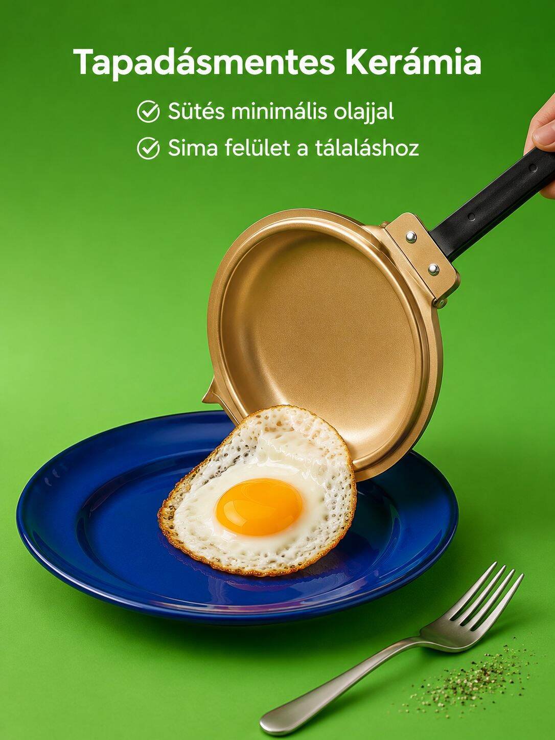 Többfunkciós dupla oldalas serpenyő tojás és steak sütéséhez