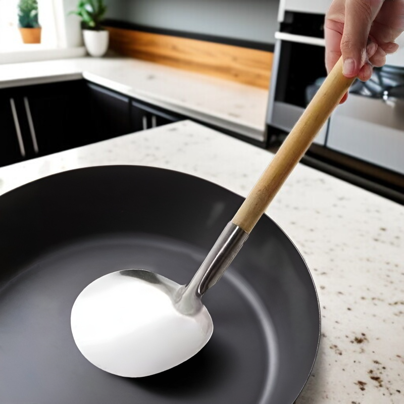 농가 토가 논스틱 냄비 나무 손잡이 둥근 주걱 모자 볶음 주걱 냄비 나무 손잡이 둥근 주걱