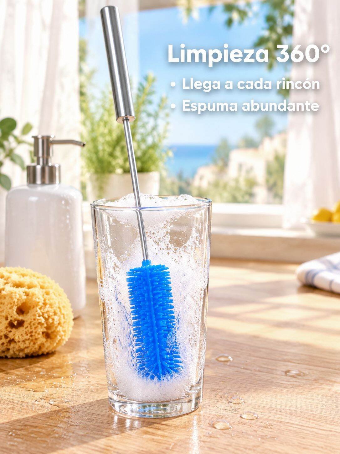 Cepillo automático giratorio para botellas de acero inoxidable