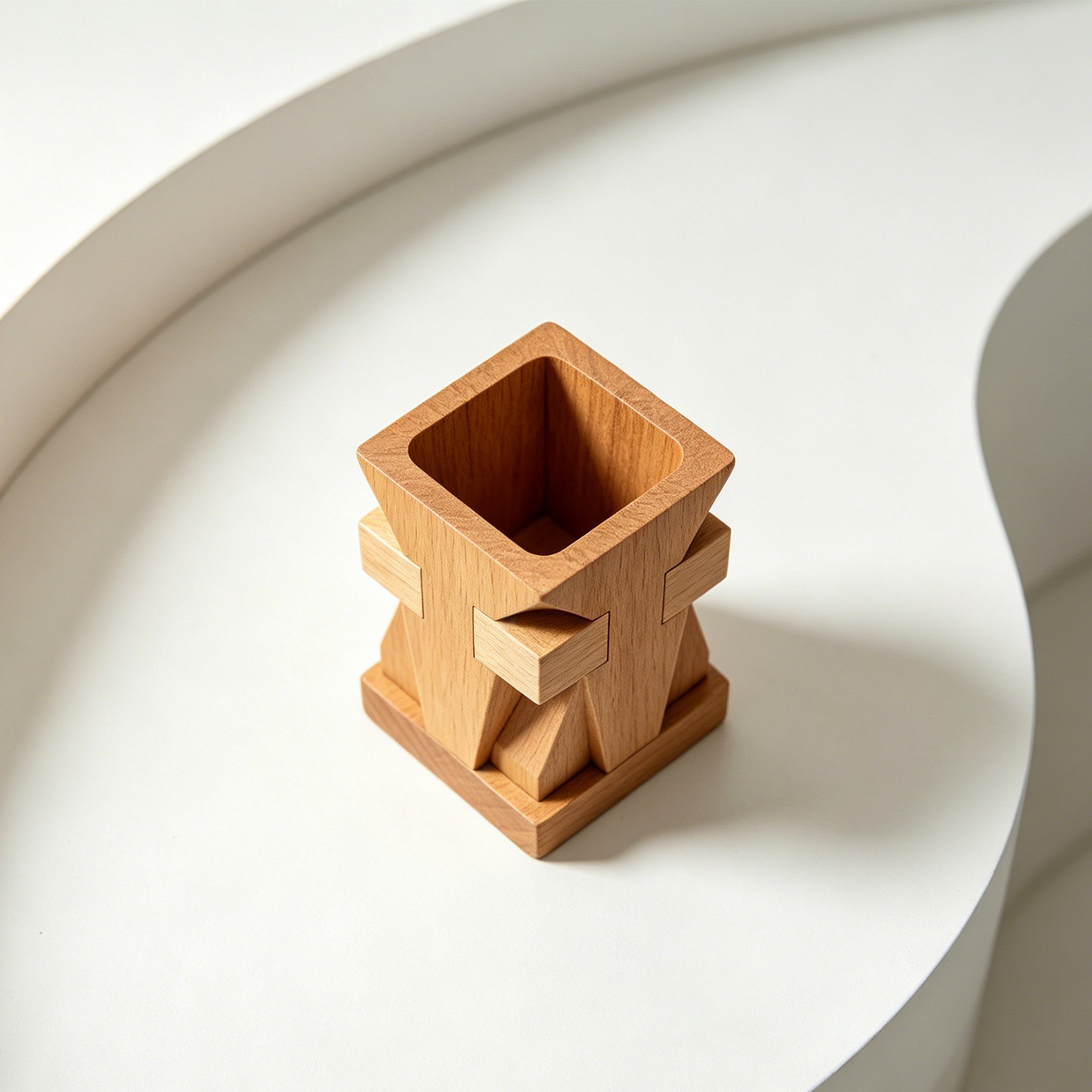 Elegant wooden pen holder for office desk