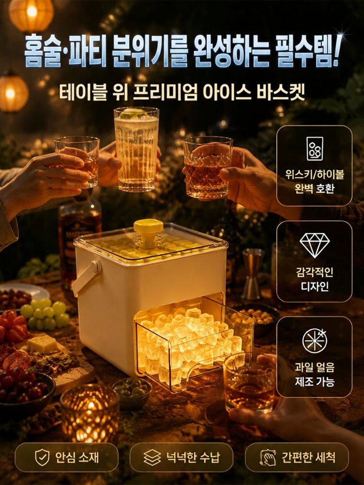 대용량 원터치 누름 얼음틀