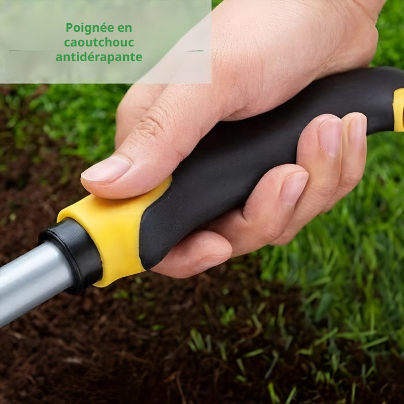 Ensemble de quatre outils de jardinage polyvalents : houe, pelle, pour la plantation d'arbres