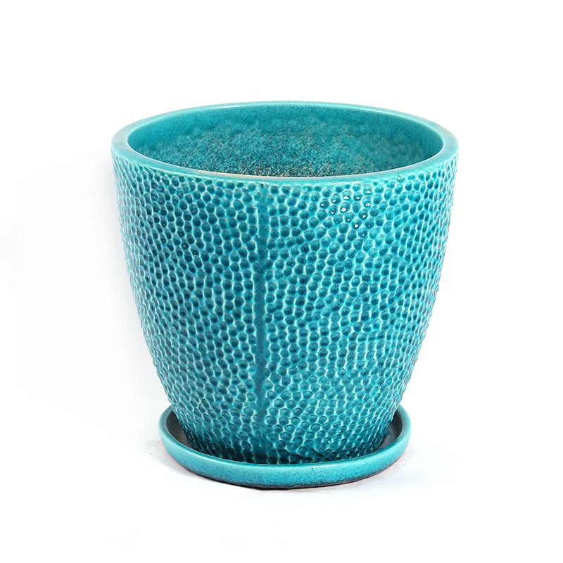 Large ceramic tile planting wooden bowl