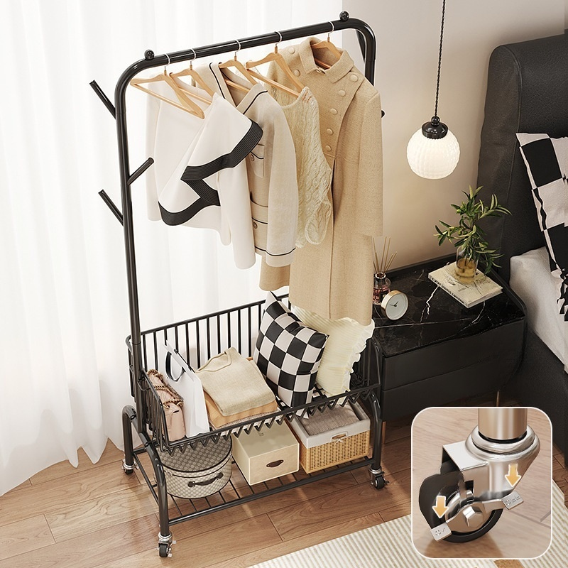 宿舍臥室可移動收納晾衣架 隔夜衣物衣帽架