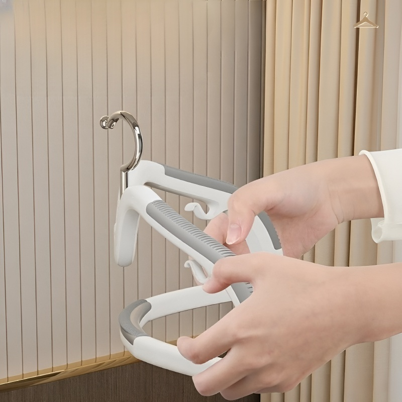 Perchero giratorio de plástico, diseño de hombro ancho, sin marcas, ideal para ropa pesada y húmeda