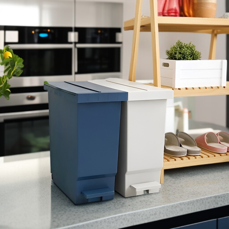 Papelera de pedal de 32L con apertura doble, ideal para oficina y cafetería